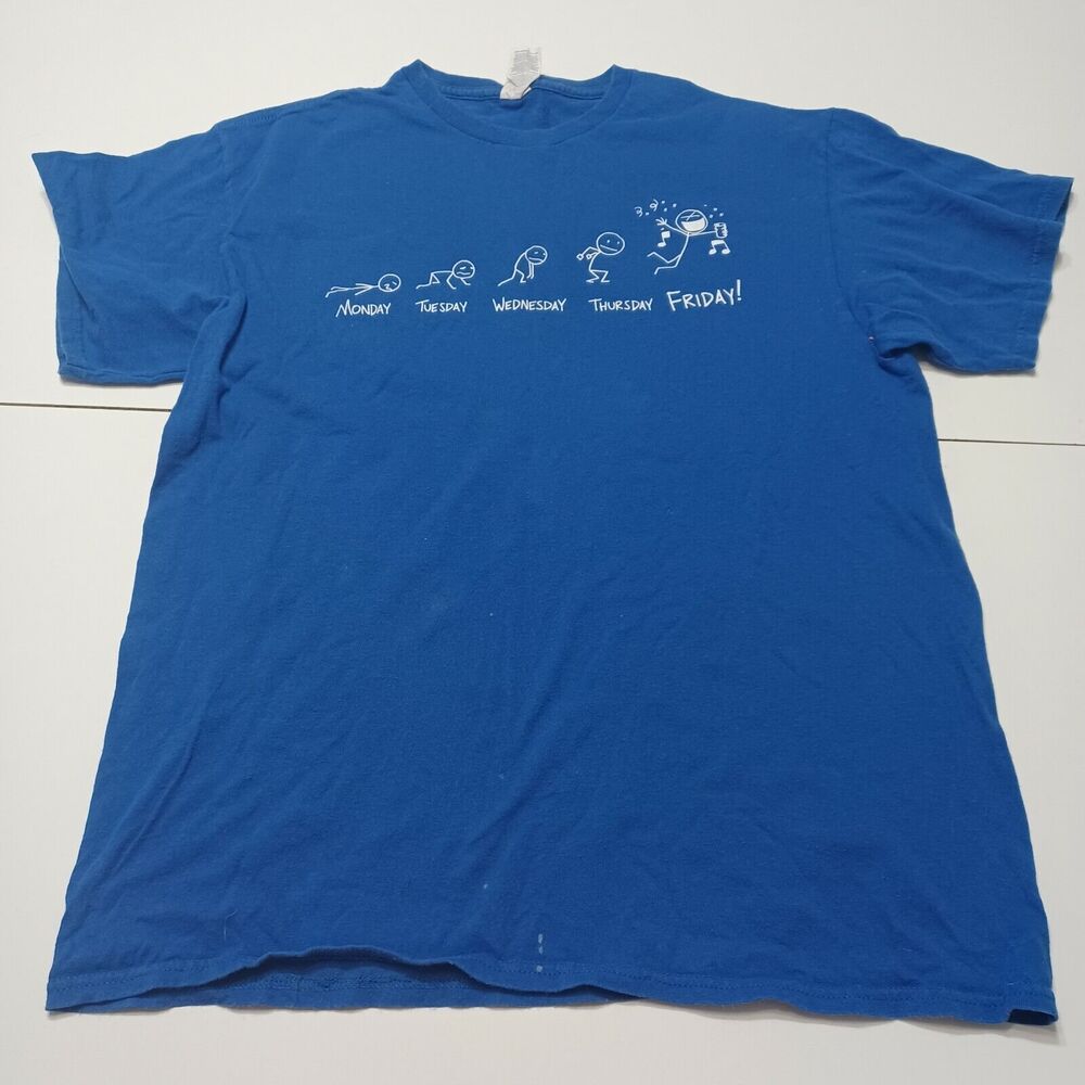 Delta Mens L Graphic T-Shirt Days Of The Week‎ Party Shirt Crew Neck Cotton Tee
